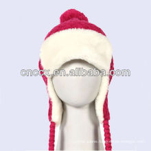 PK17ST337 ladies fashion knit bomber winter hat with warm fur